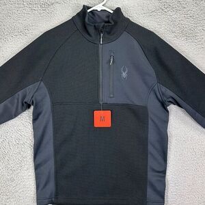 Spyder Sweater Medium Grey Black Quarter Zip Pullover Adult Activewear Mens NEW‎